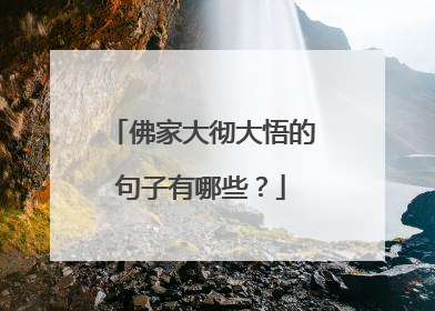 佛家大彻大悟的句子有哪些?