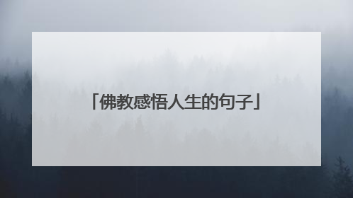 佛教感悟人生的句子