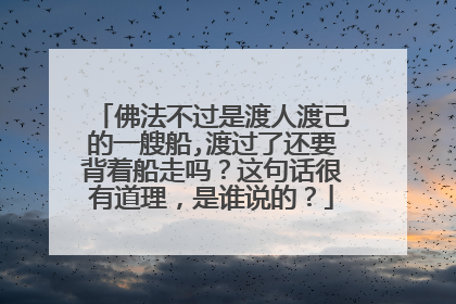 佛法不过是渡人渡己的一艘船,渡过了还要背着船走吗?这句话很有道理,是谁说的?