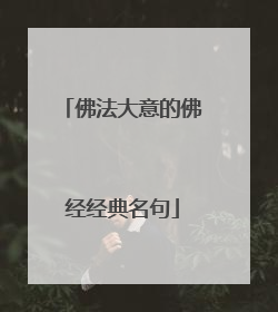 佛法大意的佛经经典名句