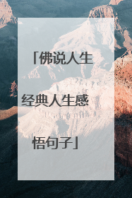 佛说人生经典人生感悟句子