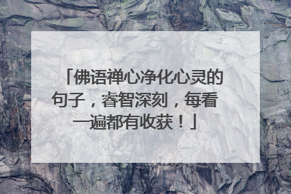 佛语禅心净化心灵的句子,睿智深刻,每看一遍都有收获!