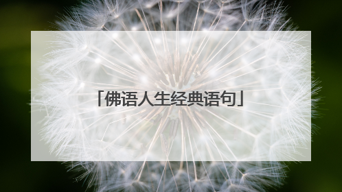 佛语人生经典语句