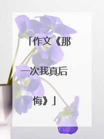 作文《那一次我真后悔》