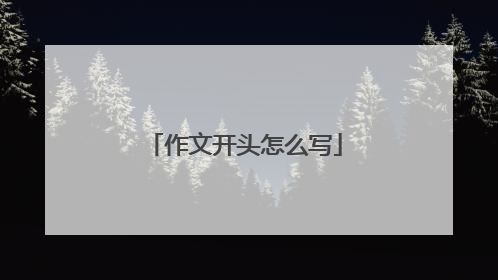 作文开头怎么写