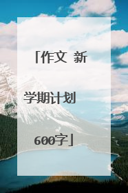 作文 新学期计划 600字