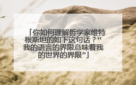 你如何理解哲学家维特根斯坦的如下这句话?“我的语言的界限意味着我的世界的界限”