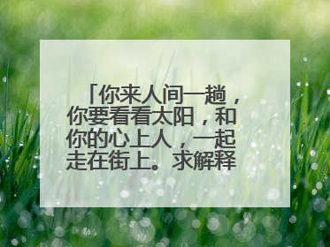 你来人间一趟，你要看看太阳，和你的心上人，一起走在街上。求解释是什么意思？？
