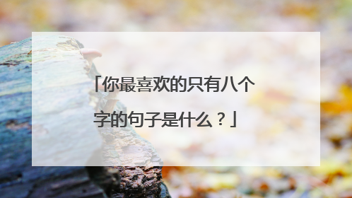 你最喜欢的只有八个字的句子是什么?