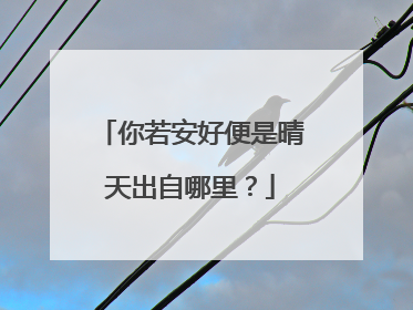 你若安好便是晴天出自哪里？
