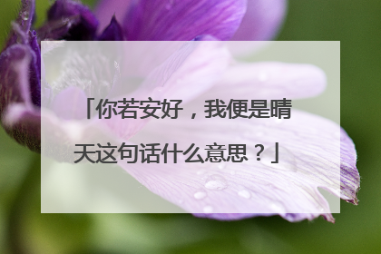你若安好，我便是晴天这句话什么意思？
