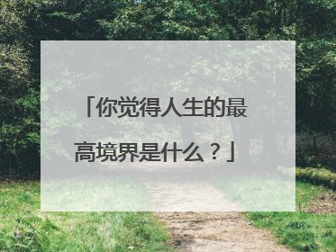 你觉得人生的最高境界是什么？