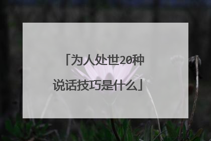 为人处世20种说话技巧是什么
