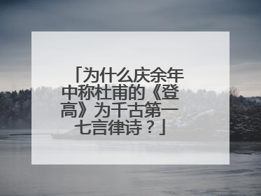 为什么庆余年中称杜甫的《登高》为千古第一七言律诗？