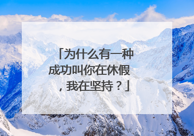 为什么有一种成功叫你在休假，我在坚持？