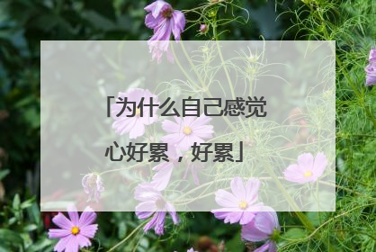为什么自己感觉心好累,好累