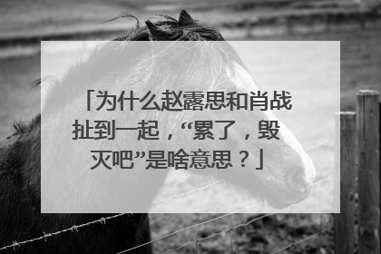 为什么赵露思和肖战扯到一起,“累了,毁灭吧”是啥意思?