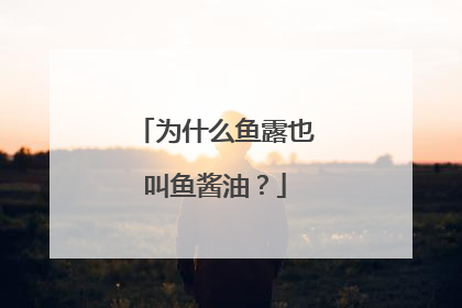 为什么鱼露也叫鱼酱油?