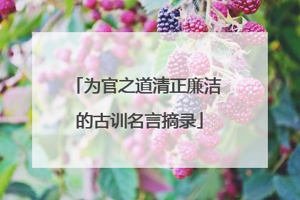为官之道清正廉洁的古训名言摘录