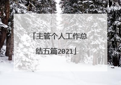 主管个人工作总结五篇2021