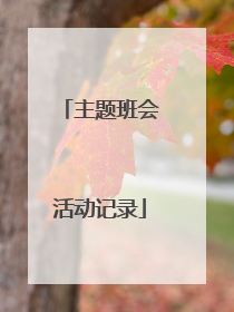 主题班会活动记录