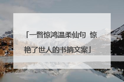 一瞥惊鸿温柔仙句 惊艳了世人的书摘文案