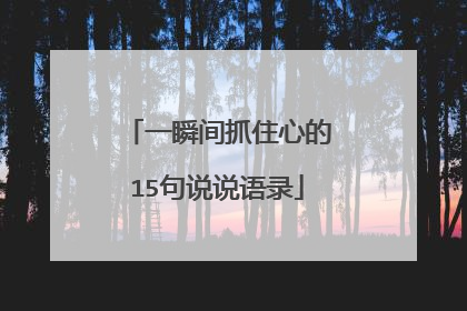 一瞬间抓住心的15句说说语录