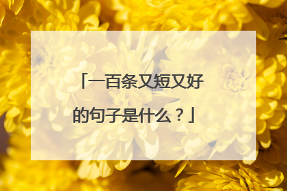 一百条又短又好的句子是什么?