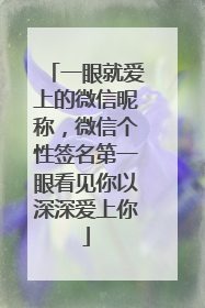 一眼就爱上的微信昵称,微信个性签名第一眼看见你以深深爱上你