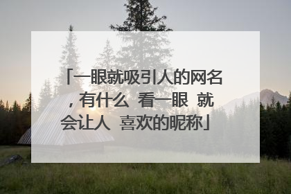一眼就吸引人的网名,有什么 看一眼 就会让人 喜欢的昵称