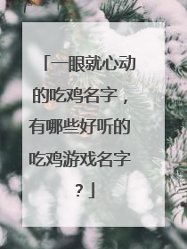 一眼就心动的吃鸡名字,有哪些好听的吃鸡游戏名字?