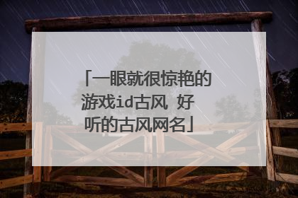 一眼就很惊艳的游戏id古风 好听的古风网名