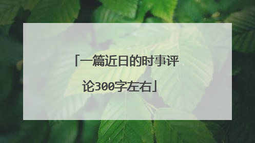一篇近日的时事评论300字左右