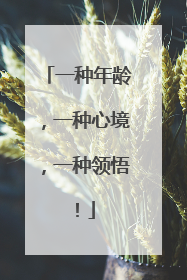 一种年龄，一种心境，一种领悟！