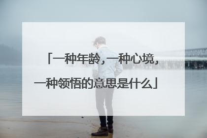 一种年龄,一种心境,一种领悟的意思是什么