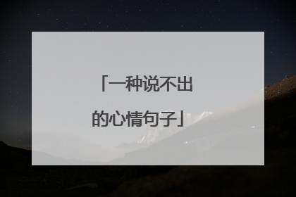一种说不出的心情句子