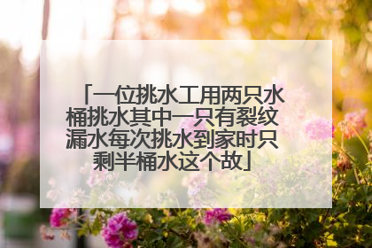 一位挑水工用两只水桶挑水其中一只有裂纹漏水每次挑水到家时只剩半桶水这个故