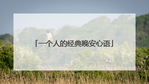 一个人的经典晚安心语