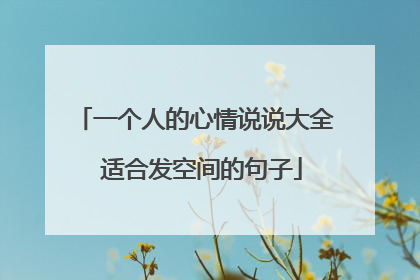 一个人的心情说说大全 适合发空间的句子