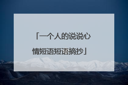 一个人的说说心情短语短语摘抄