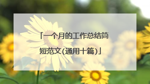 一个月的工作总结简短范文(通用十篇)