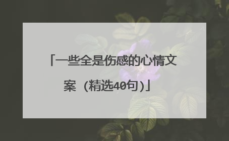 一些全是伤感的心情文案 (精选40句)