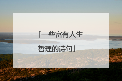 一些富有人生哲理的诗句