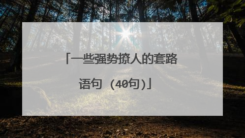一些强势撩人的套路语句 (40句)