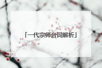 一代宗师台词解析