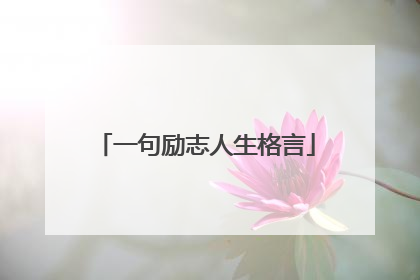 一句励志人生格言