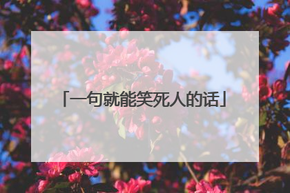 一句就能笑死人的话