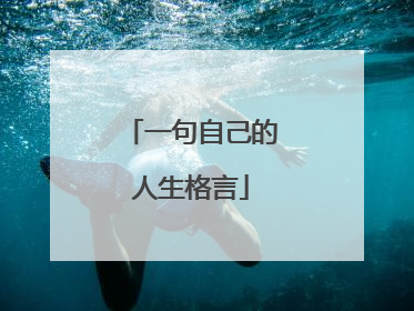 一句自己的人生格言