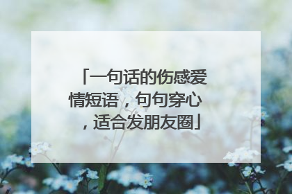 一句话的伤感爱情短语,句句穿心,适合发朋友圈