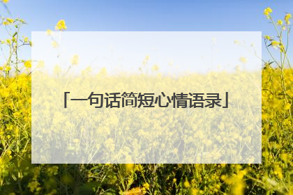一句话简短心情语录